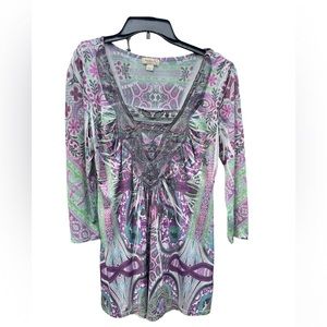 One world tunic 3/4 sleeve top